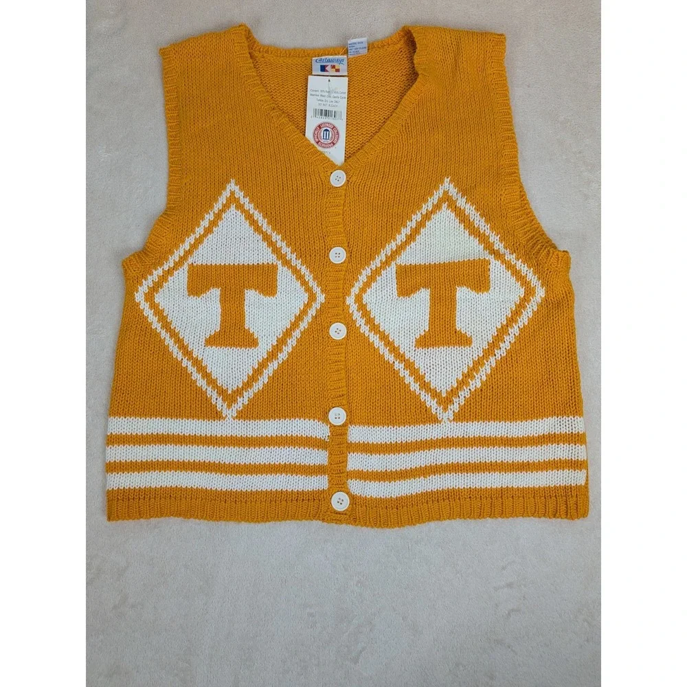 Vintage Castaways Tennessee Volunteers Sweater Vest Large Vols Knit‎ 90s NWT